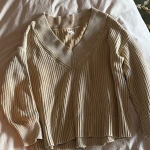 Aerie Oversized V-Neck Sweater - Cream